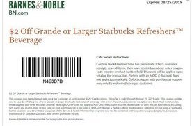 2 Off Grande Or Larger Starbucks Refreshers Beverages At Barnes