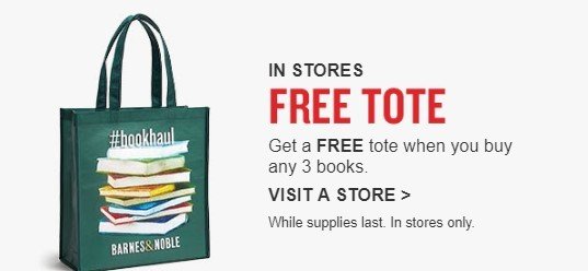 Free Tote When You Buy Any 3 Books At Barnes Noble San Jose