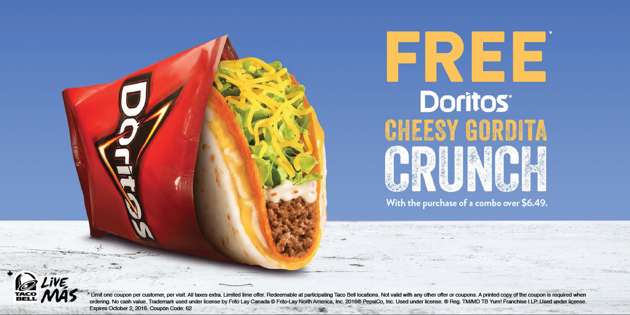 Free Doritos Cheesy Gordita Crunch with purchase at Taco Bell | Los ...