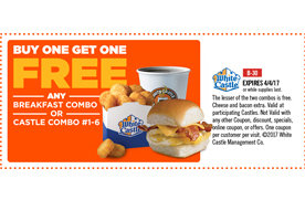 BOGO Free breakfast combo to castle combo #1-6 at White Castle ...