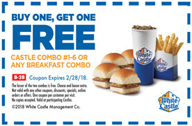 BOGO Free Castle Combo #1-6 or Breakfast Combo at White Castle ...