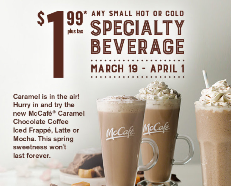 McCafe specialty coffee just 1.99 at McDonald's Wilmington Coupons